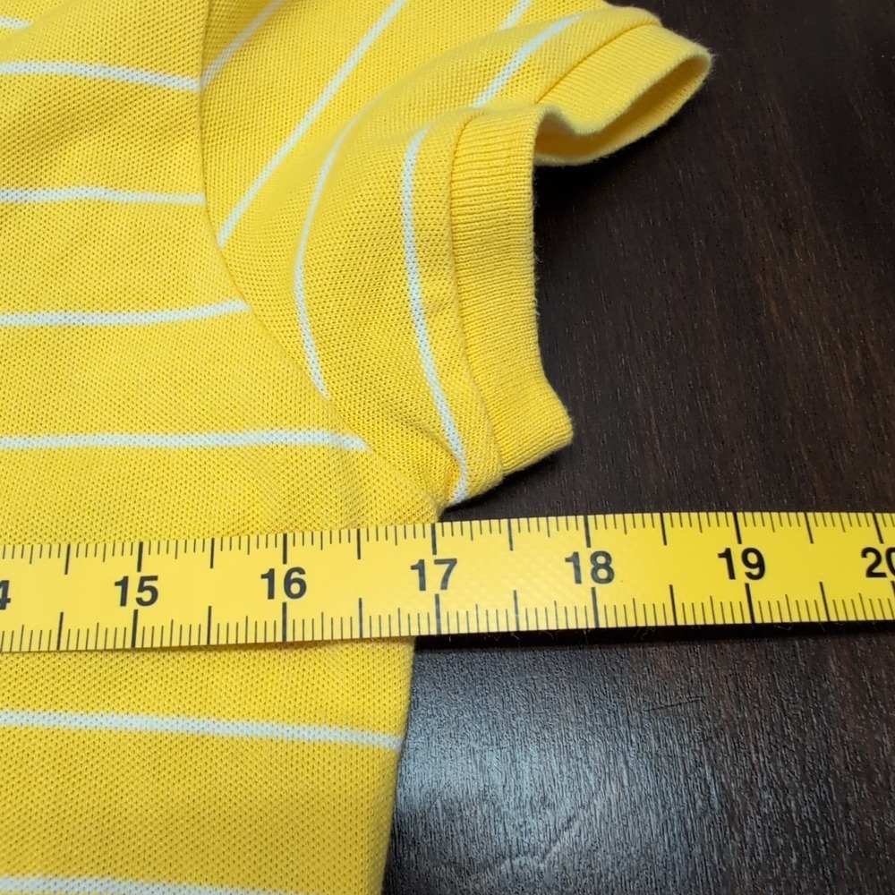 Ralph Lauren Sport Polo Shirt Women's Medium 1/4 Zip Yellow Striped Big Pony - Picture 7 of 8